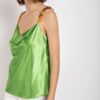 Satin Cowl Neck Camisole with Chain Strap – Emerald