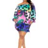 Electric Leopard Off-Shoulder Bubble Mini Dress – Plus Size