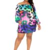 Electric Leopard Off-Shoulder Bubble Mini Dress – Plus Size