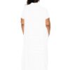 Plus Size Mock Neck Back Cape Dress in White