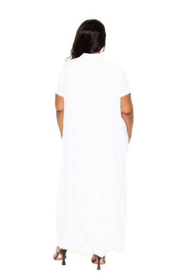 Plus Size Mock Neck Back Cape Dress in White