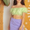 Organza Puff Sleeve Crop Top – Lime