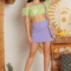 Organza Puff Sleeve Crop Top – Lime