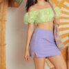 Organza Puff Sleeve Crop Top – Lime