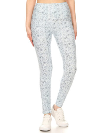 High-Waist Yoga-Style Banded Knit Leggings – Multi Print