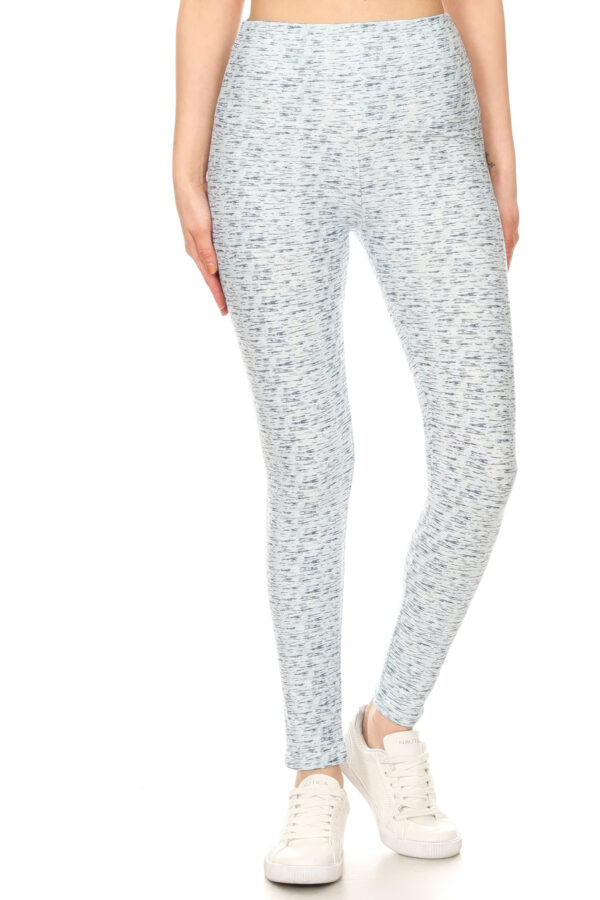 High-Waist Yoga-Style Banded Knit Leggings – Multi Print