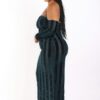 Striped Velvet Off-Shoulder Dress – Hunter (Plus Size)
