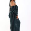 Striped Velvet Off-Shoulder Dress – Hunter (Plus Size)