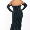 Striped Velvet Off-Shoulder Dress – Hunter (Plus Size)