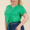Plus Size Tie-Front Drawstring Crop Top – Short Sleeve