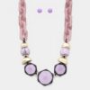 Hexagon Link Oval Necklace – Geometric Chain, Purple/Mint