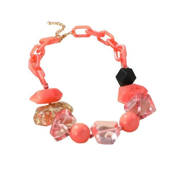 Chunky Beaded Oval Link Necklace – Purple, Red or Blush