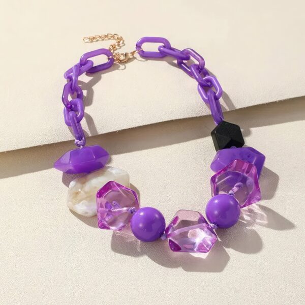 Chunky Beaded Oval Link Necklace – Purple, Red or Blush