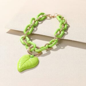 Chunky Acrylic Leaf Pendant Necklace – 24-inch