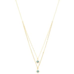 Double Star Crystal Layered Necklace in Gold or Rhodium