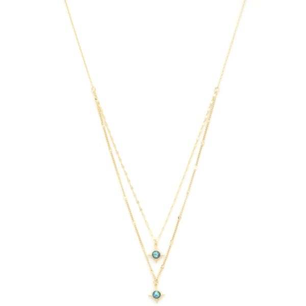 Double Star Crystal Layered Necklace in Gold or Rhodium