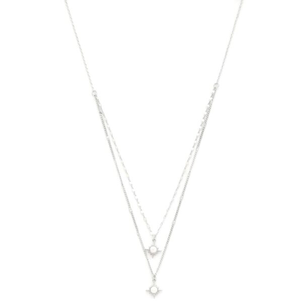 Double Star Crystal Layered Necklace in Gold or Rhodium