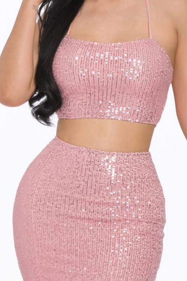 Sequin Maxi Dress with X-Back & Cowl Neck