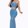 Sequin Maxi Dress with X-Back – Baby Blue
