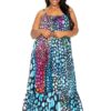 Printed Voluminous Maxi Dress – Multi-Color (Plus Size)