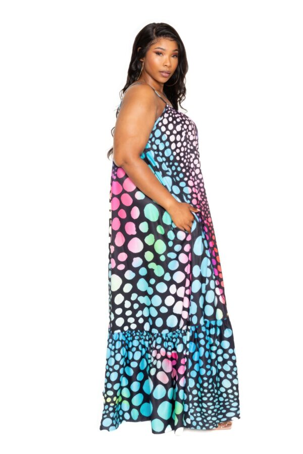 Printed Voluminous Maxi Dress – Multi-Color (Plus Size)