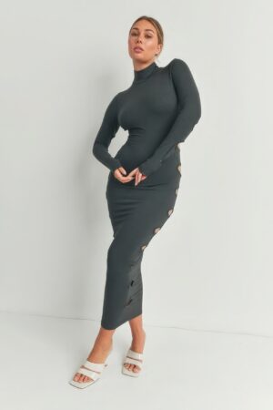 Heather Charcoal Cutout Maxi Dress