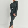 Heather Charcoal Cutout Maxi Dress