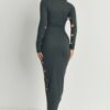 Heather Charcoal Cutout Maxi Dress