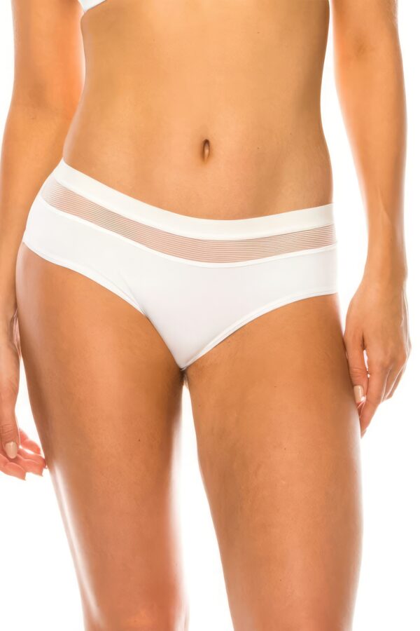 Mesh Hipster Panty with FlexFit Elastic – White