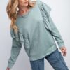 Double Ruffle Sleeve Top – Faded Blue