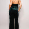 Velvet Jumpsuit with Rhinestone Belt – Hunter Green
