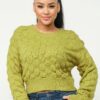 Checker Knit Sweater Top in Avocado – Cozy Checker Design
