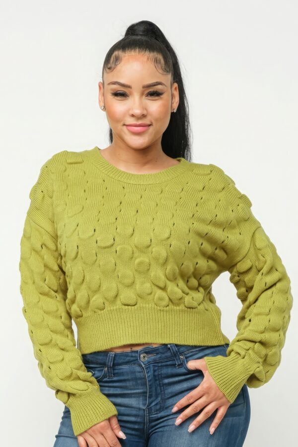 Checker Knit Sweater Top in Avocado – Cozy Checker Design