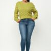 Checker Knit Sweater Top in Avocado – Cozy Checker Design