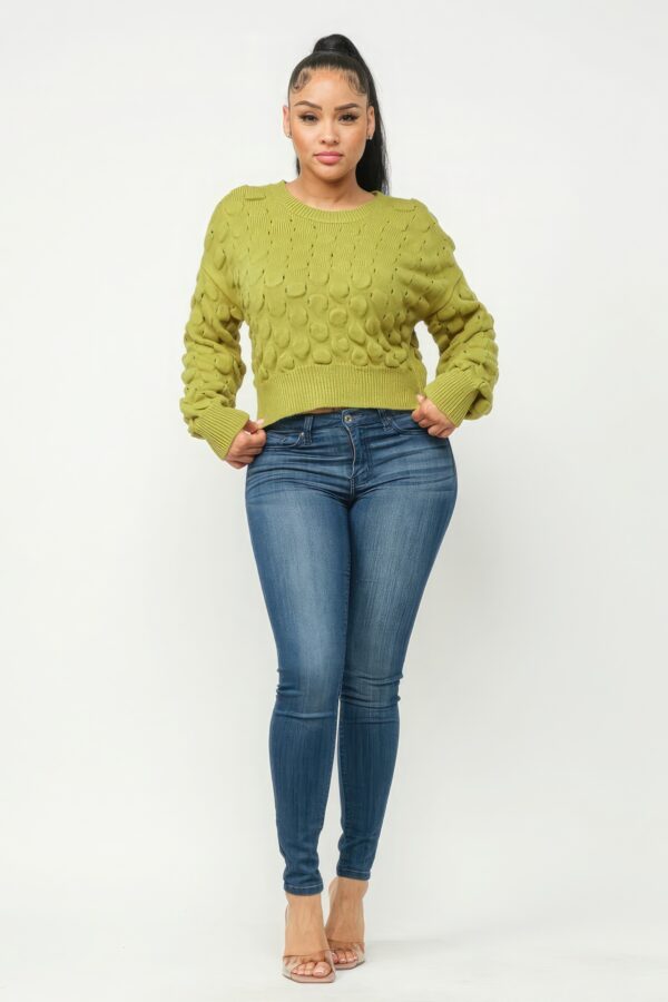 Checker Knit Sweater Top in Avocado – Cozy Checker Design