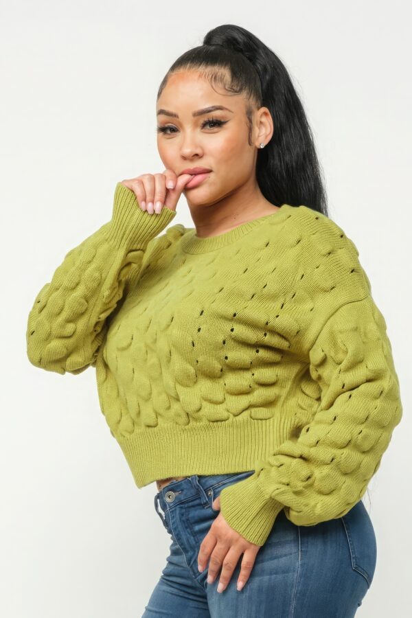 Checker Knit Sweater Top in Avocado – Cozy Checker Design