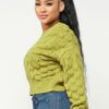 Checker Knit Sweater Top in Avocado – Cozy Checker Design