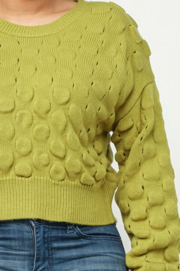 Checker Knit Sweater Top in Avocado – Cozy Checker Design