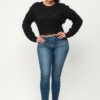 Checker Sweater Top – Black Graphic Knit Pullover