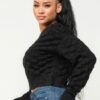 Checker Sweater Top – Black Graphic Knit Pullover