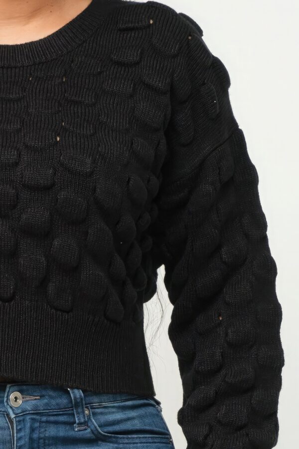 Checker Sweater Top – Black Graphic Knit Pullover