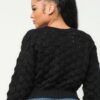 Checker Sweater Top – Black Graphic Knit Pullover