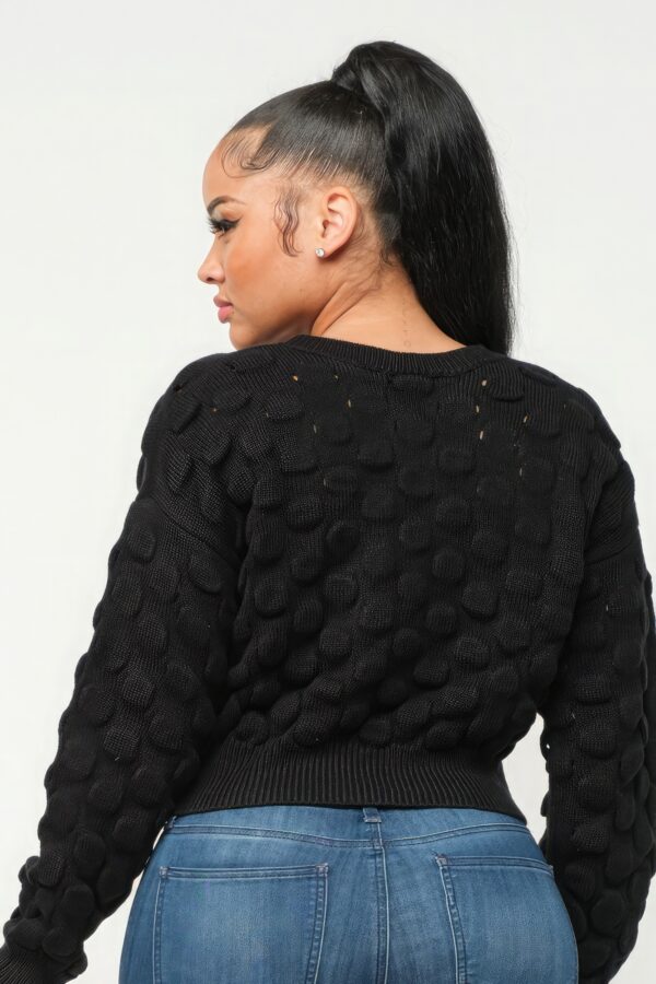 Checker Sweater Top – Black Graphic Knit Pullover