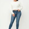 Checker Sweater Top – Cream (100% Acrylic Knit)