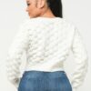 Checker Sweater Top – Cream (100% Acrylic Knit)