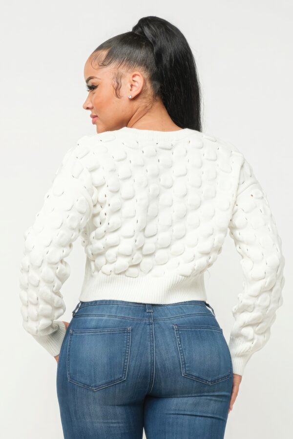 Checker Sweater Top – Cream (100% Acrylic Knit)