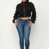 Michelin Zip-Front Sweater Top – Black