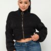 Michelin Zip-Front Sweater Top – Black
