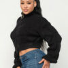 Michelin Zip-Front Sweater Top – Black