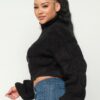 Michelin Zip-Front Sweater Top – Black